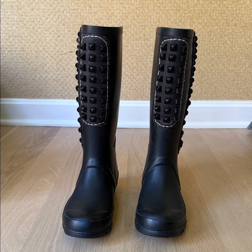 BCBGMaxAzria Black Studded Rain Boots